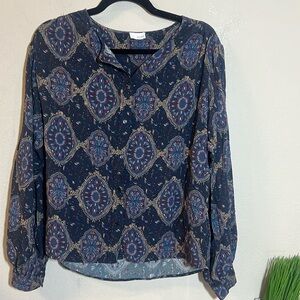 ECRU Paisley Floral Button Front Shirt Blouse